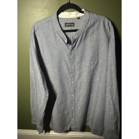 Orvis Frontier Collar Linen Blend Long Sleeve Button Down - 2XL - Picture 1 of 3